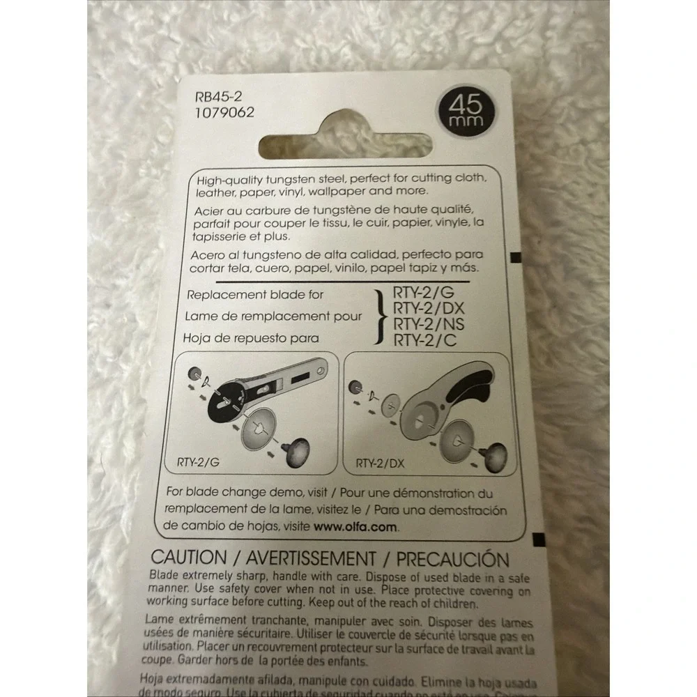 Olfa 45mm Replacement Rotary Blades 2 Pack RB45-2 1079062 NIP